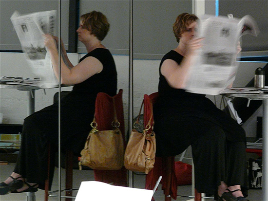 Hadley McCarroll during a performance of But what about the noise of crumpling paper