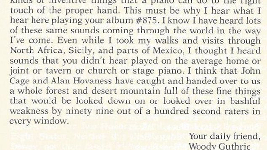Excerpt from Woody Guthrie’s letter to Disc Company of America