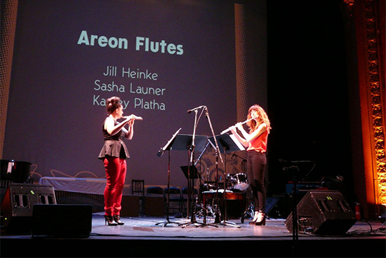 Kassey Plaha (left) & Jill Heinke of Areon Flutes, performing “Enantiodromia" from Chthonic Suite