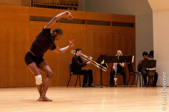 Student dancer and musicians at SUNY Fredonia. Photo by Lori Deemer.