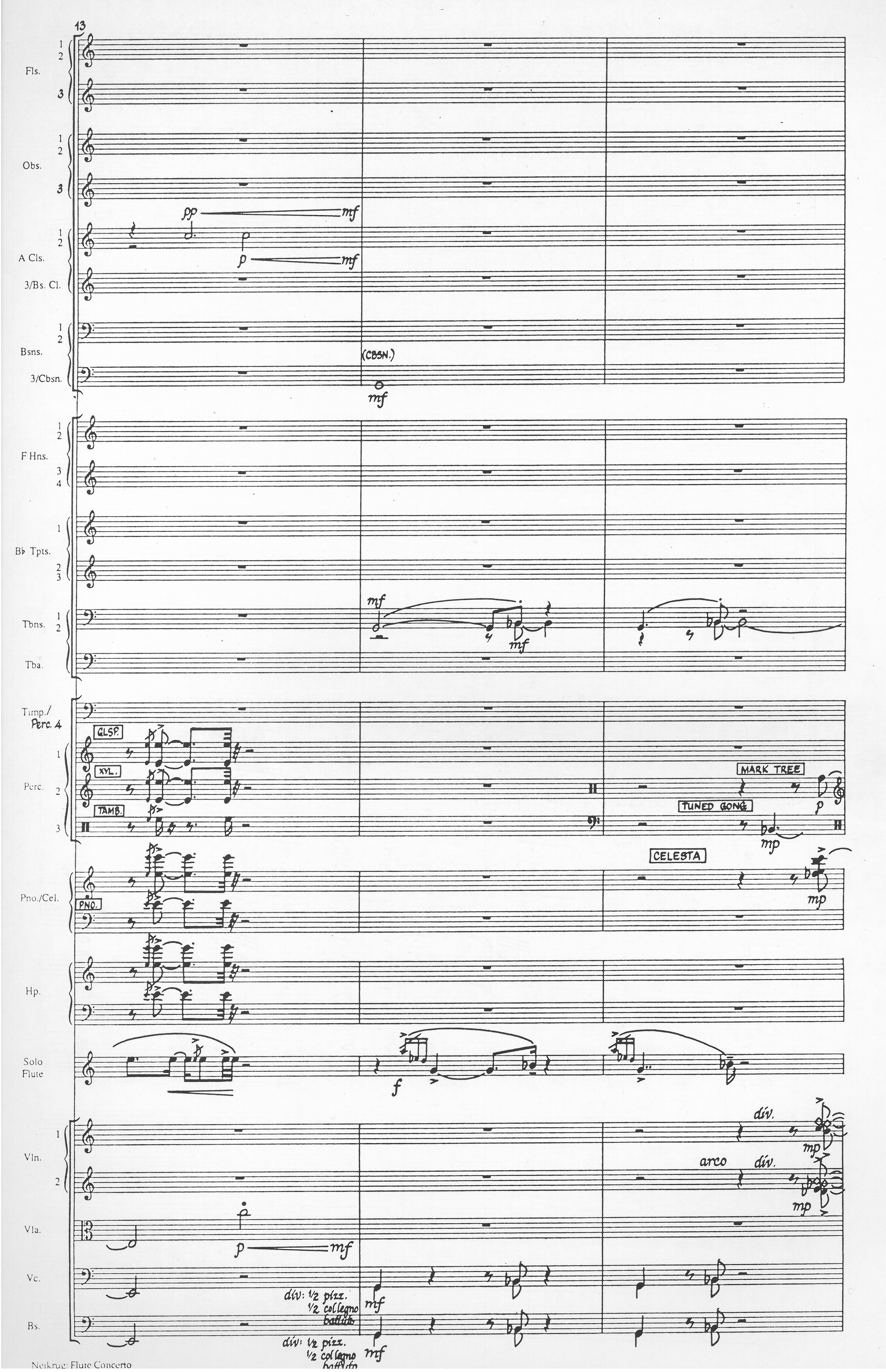Score excerpt from the Flute Concerto by Marc Neikrug 