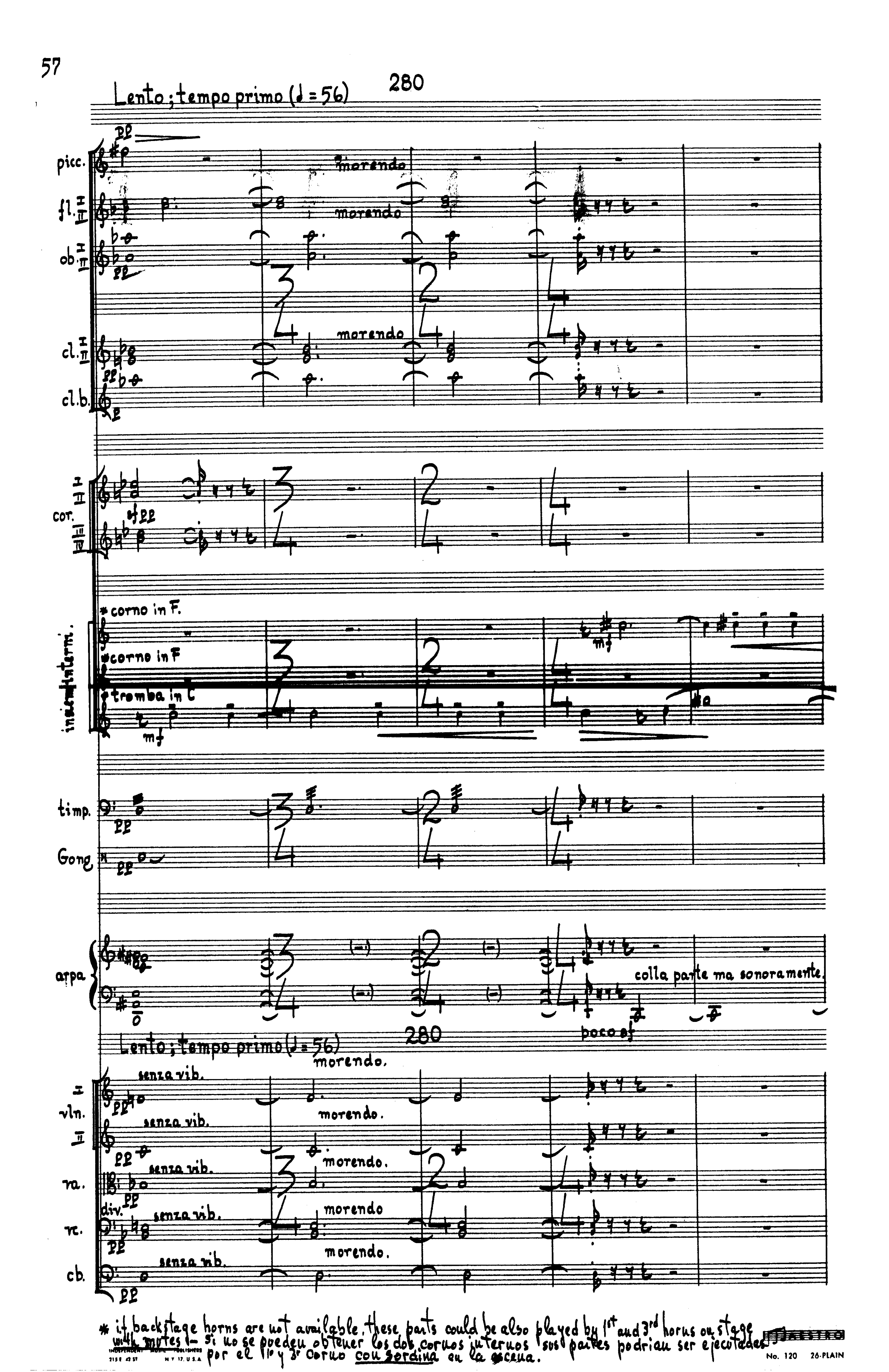 Score excerpt from Orrego-Salas's 4th Symphony