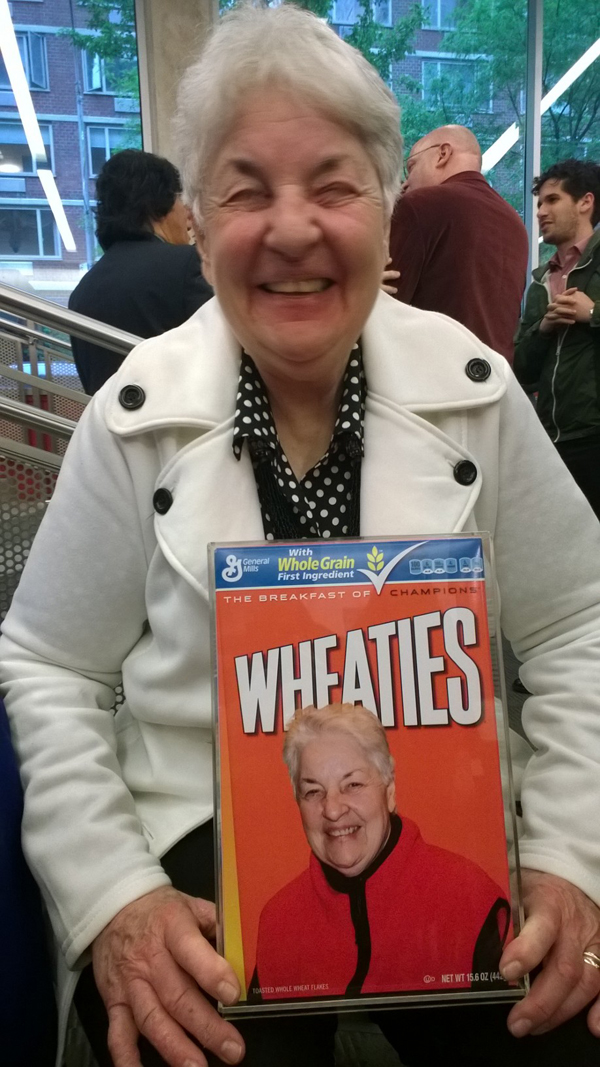 Frances Richard holds Wheaties box