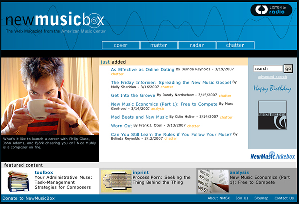 NewMusicBox in 2007