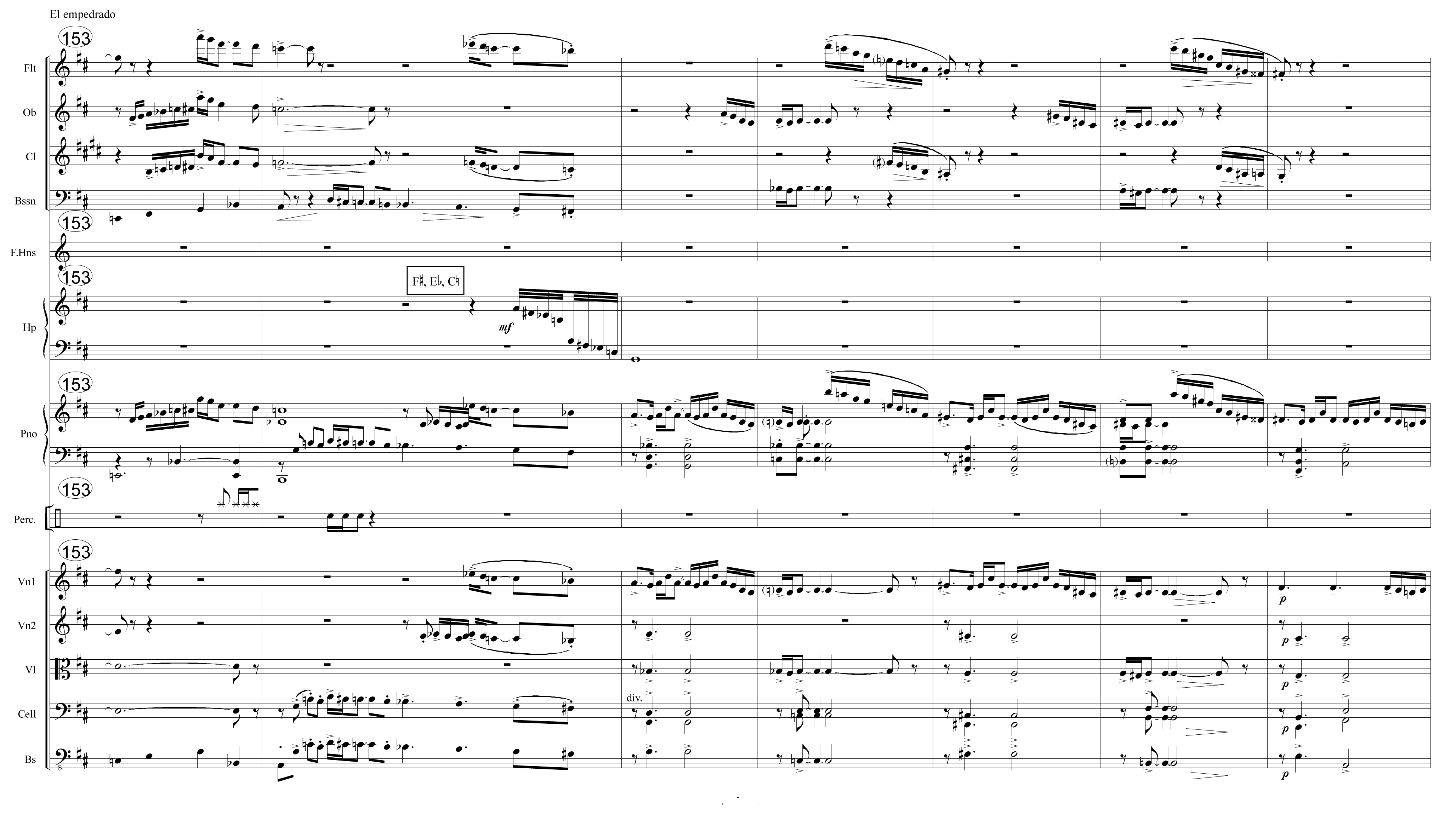 Orchestral score excerpt from Ziegler's composition "El Empedrado"