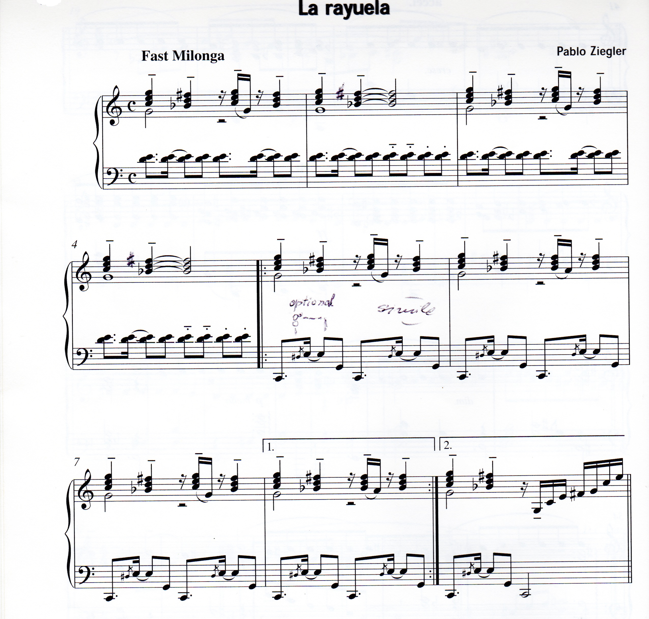 Excerpted piano score of Ziegler's La Rayuela width=