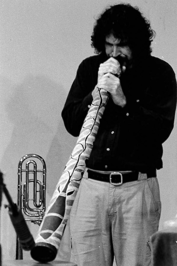 Staley performing on a didgeridoo