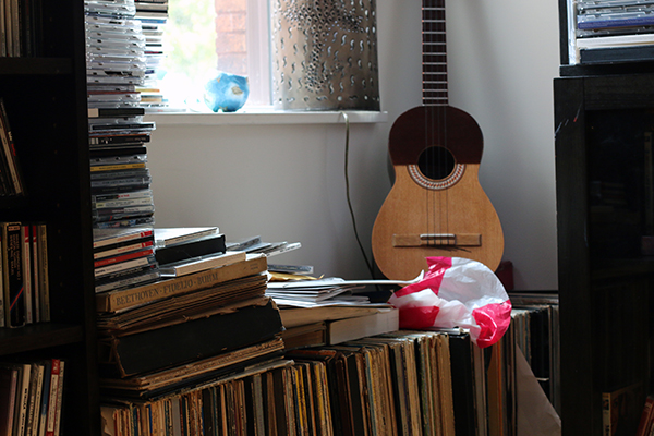 Piles of recordings in Prestini's home