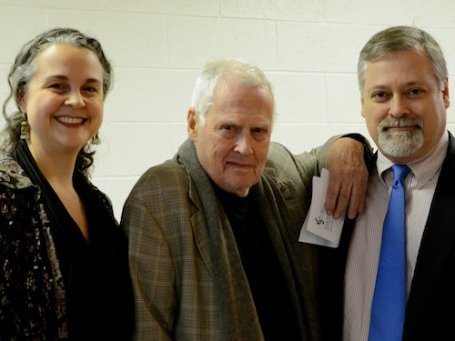 Gilda Lyons, Ned Rorem and Daron Hagen with Rorem's arm leaning on Hagen.