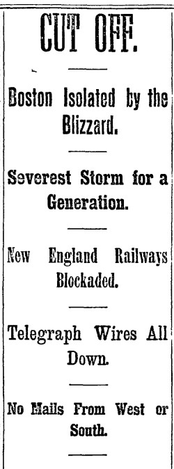 The Boston Daily Globe surveys the frozen scene, March 13, 1888.