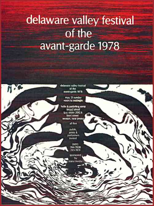 The original poster for the 1978 Delaware Valley Festival of the Avant-Garde featuring text and drawings