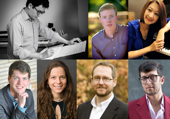 A composite image from photos of the 7 composers chosen for the Underwood readings