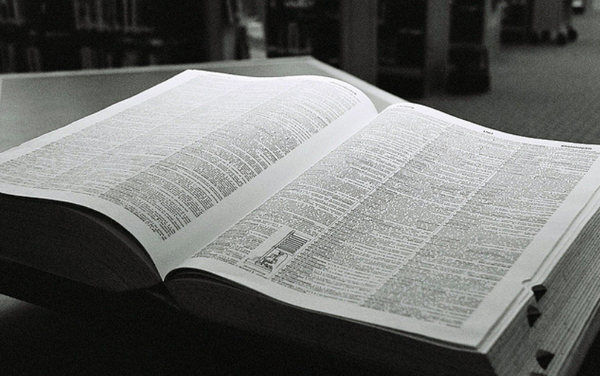 A photo of an open dictionary