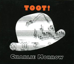 CD cover of Toot! featuring a drawing of a Bowler hat filled with musical notation against a black background.
