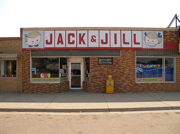A photo of the facade of the Jack & Jill Store in Hebron, North Dakota.
