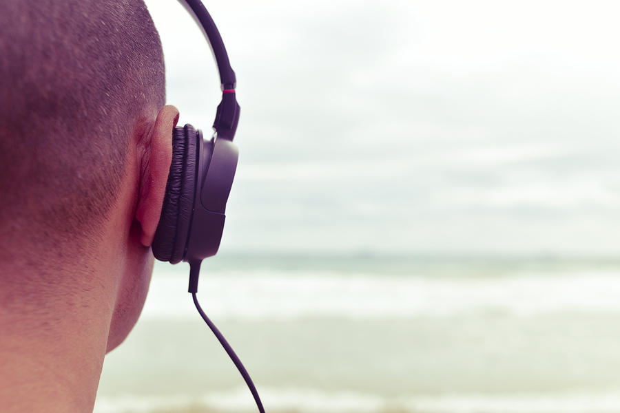 headphones and the sea