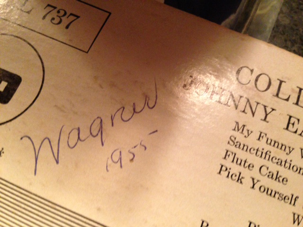 Wagner 1955 handwritten on the back cover of the Eaton and his Princetonians LP