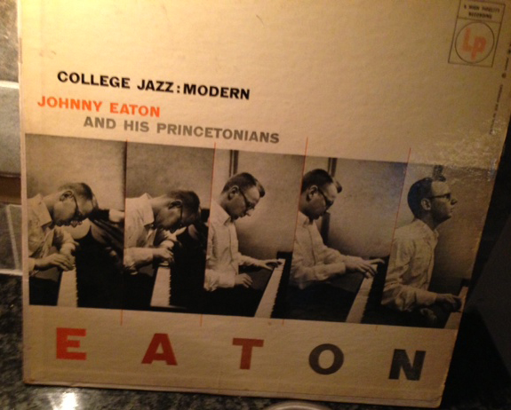 The cover of the LP Johnny Eaton and his Princetonians which features five photos of Eaton playing the piano 