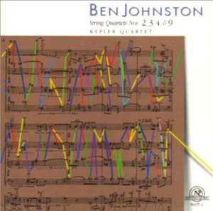 The cover of the Kepler Quartet's first CD devoted to the music of Ben Johnston (New World Records 80637-2).