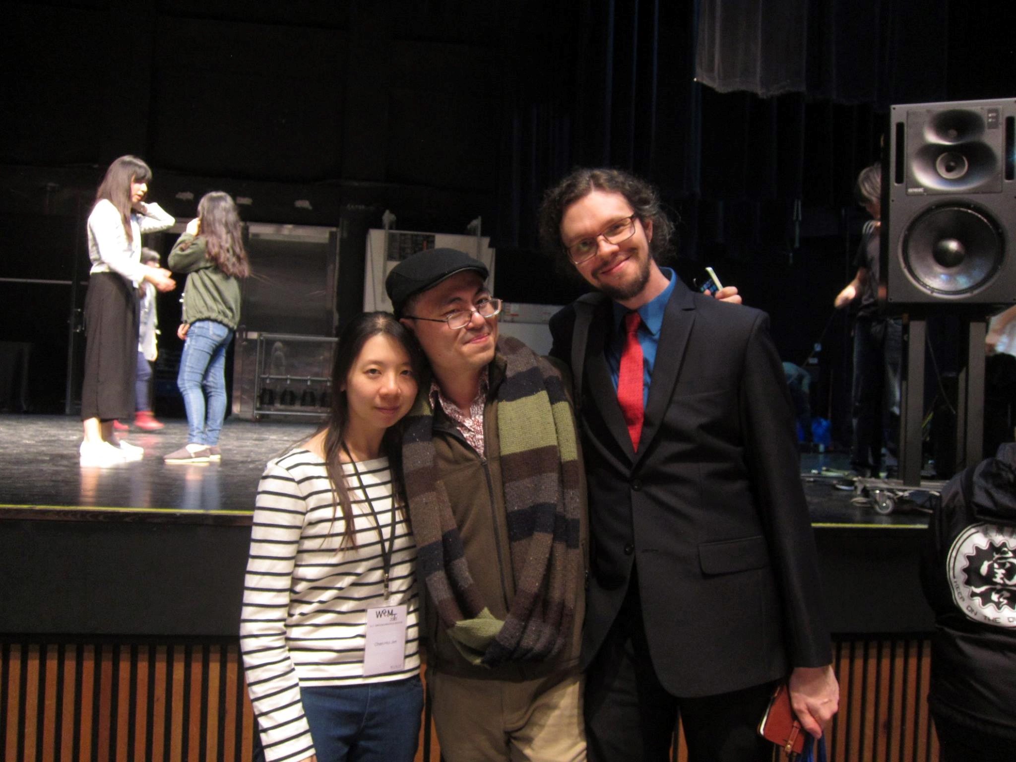 Chen-Hui Jen, Tung Chao-Ming, and Jacob Sudol after the closing concert of the 2015 WOCMAT concert.