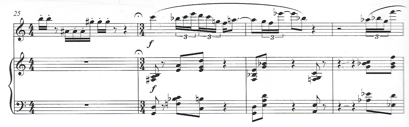 A passage from the score of Eleanor Cory's Violin Sonata No. 1