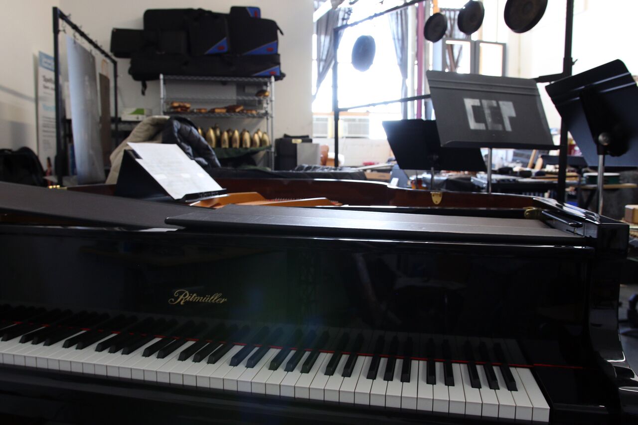 One of the grand pianos in Yarn/Wire's studio.
