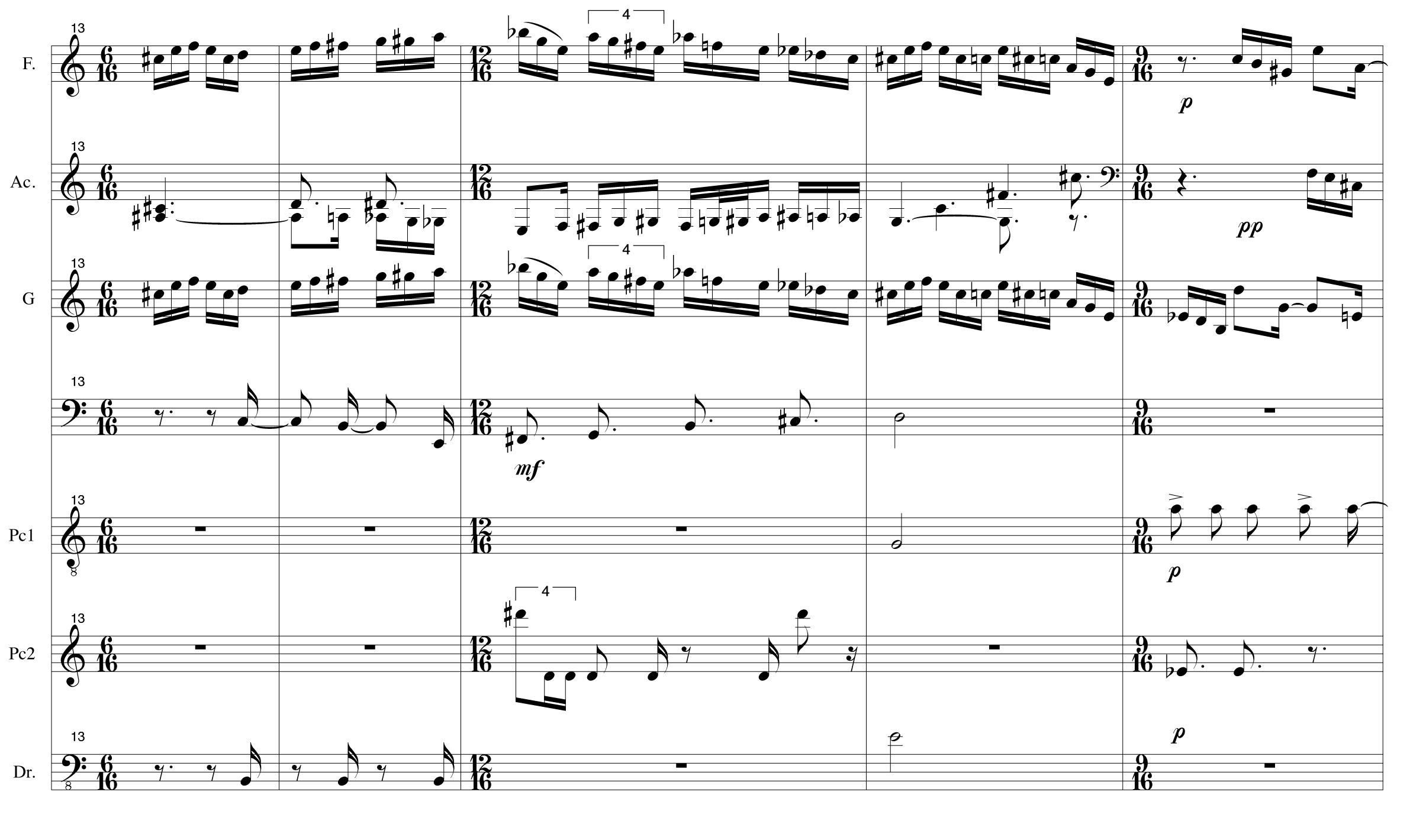 An excerpt from Mike Johnson's musical score for the instrumental composition 