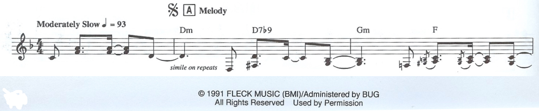 excerpt from the leadsheet of Béla Fleck's composition 
