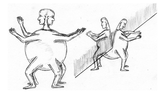 An illustration depicting a description in Plato's Symposium