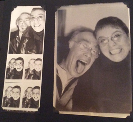 A series of six photos from 1979 of Michael Sahl and Beth Anderson laughing.