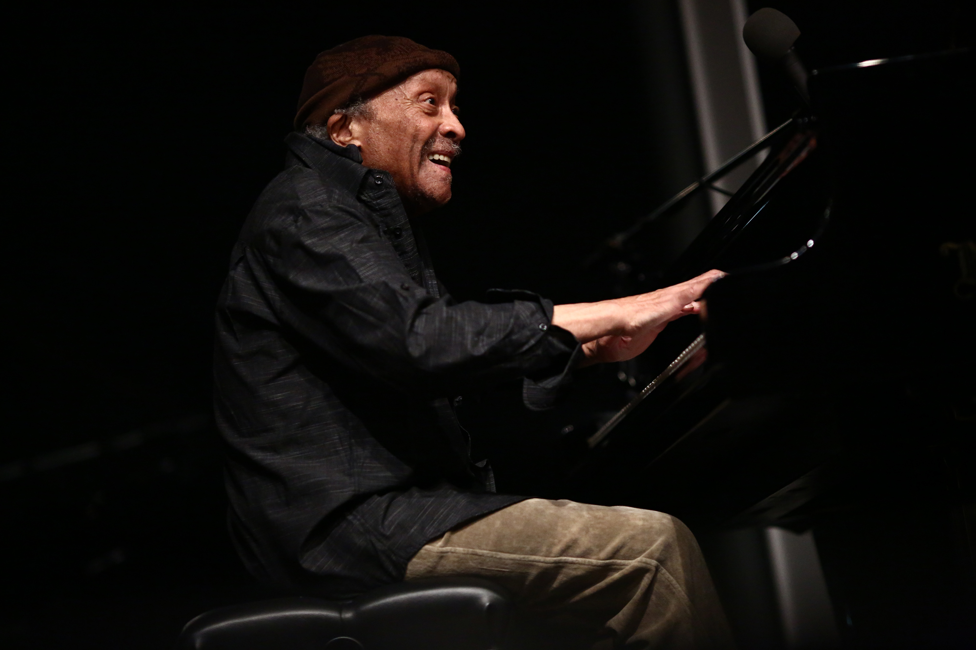 Cecil Taylor at the piano during Open Plan: Cecil Taylor on April 14 2016 at The Whitney Museum of American Art. Photograph © Paula Court. courtesy The Whitney Museum 