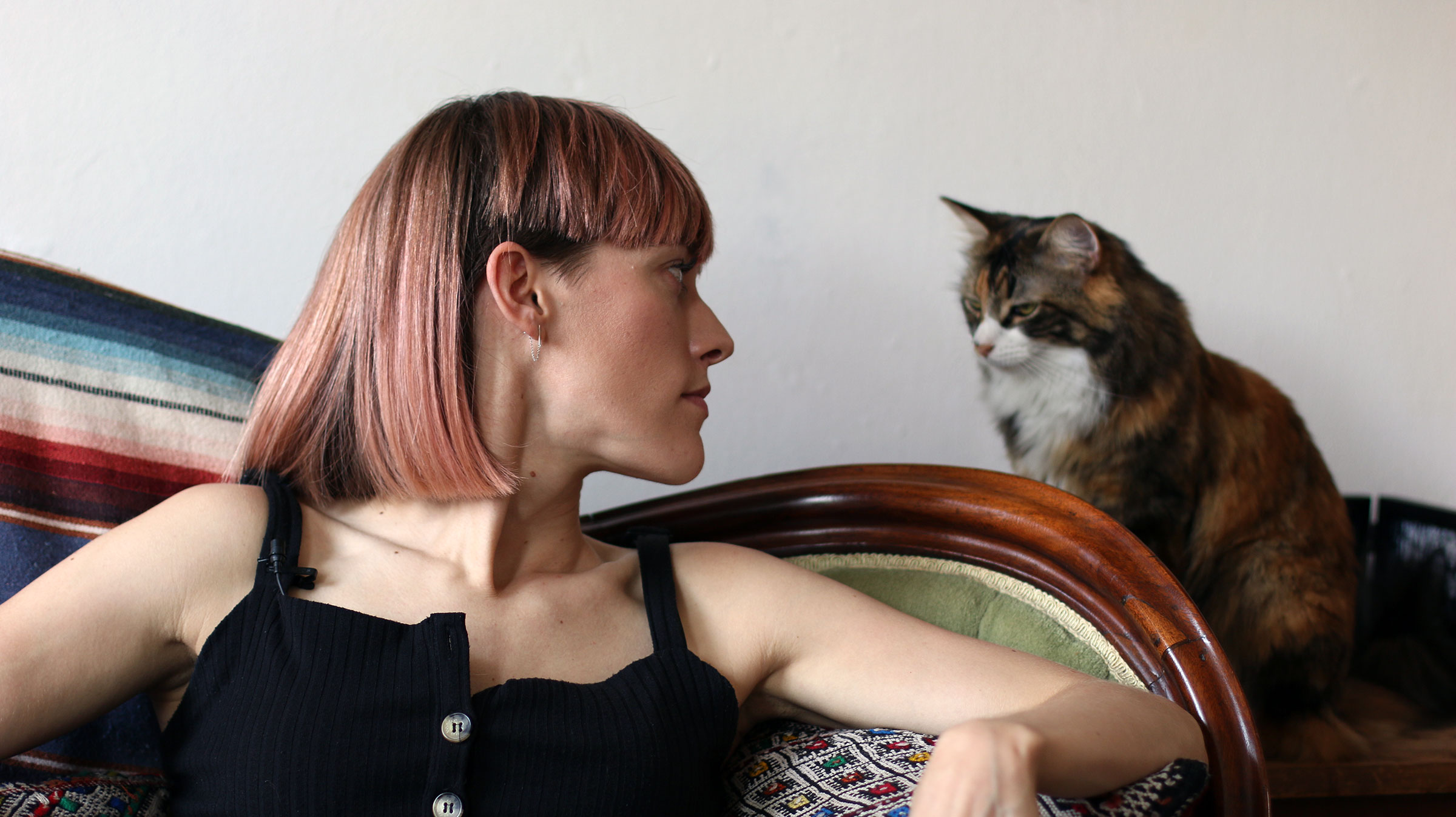 Lucy Dhegrae and her cat Mona (2 of 2)