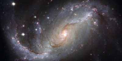 A space telescope image of a distant galaxy.