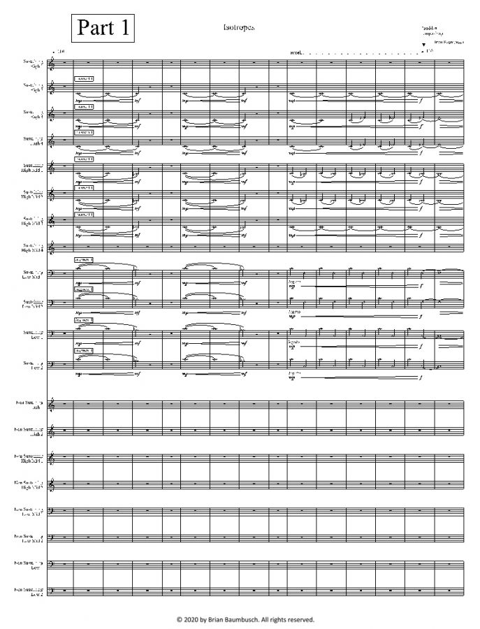 An excerpt from the score of Brian Baumbusch's composition Isotropes