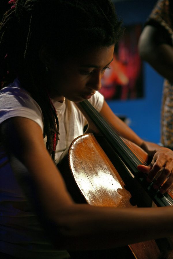 Tomeka Reid playing the cello