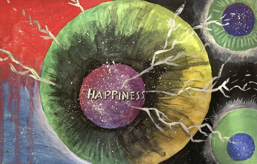 "pursuit of happiness" by Anjna Swaminathan (the back cover art for The Art of Being True)