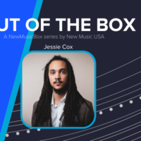 Out of the Box banner with embedded headshot photo of Jessie Cox by Adrien H. Tillmann