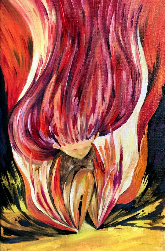 A painting by Olson Olberburg depicting flames