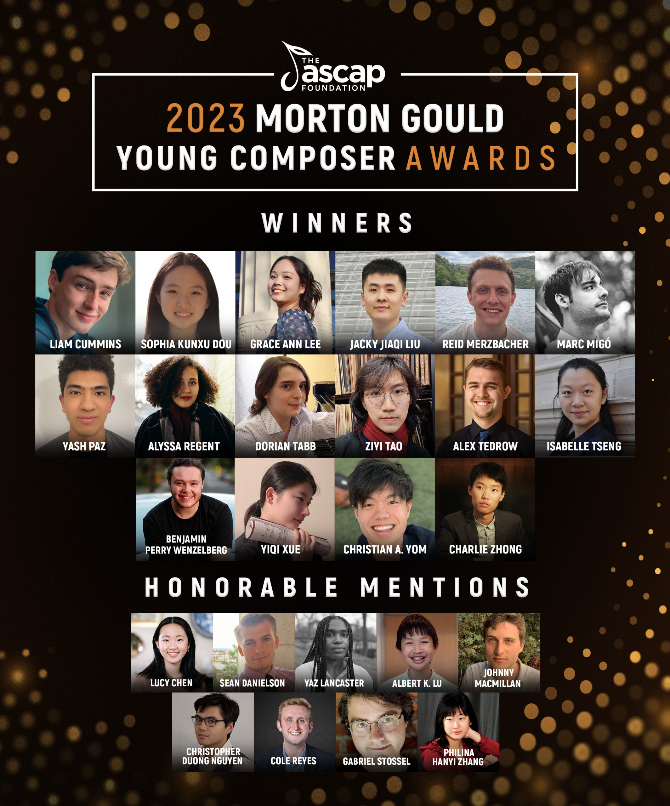 Photos of each of the 2023 ASCAP Foundation Morton Gould Award Winners and honorable mentions.
