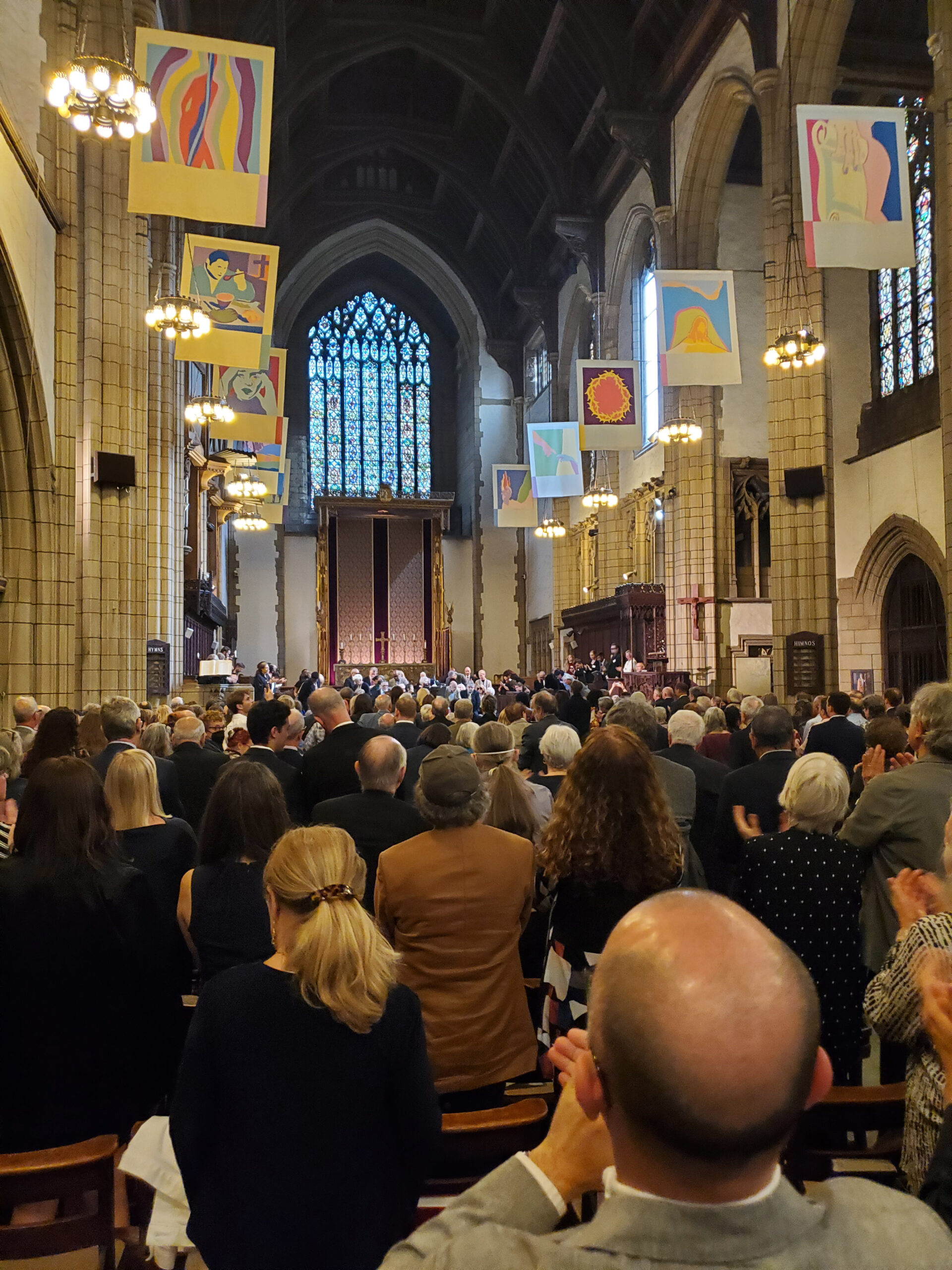 Kurkov's standing ovation following his deeply moving Blashfield Address during the 2023 Arts and Letters Ceremonial at the Church of the Intercession (photo by Michael Spudic)